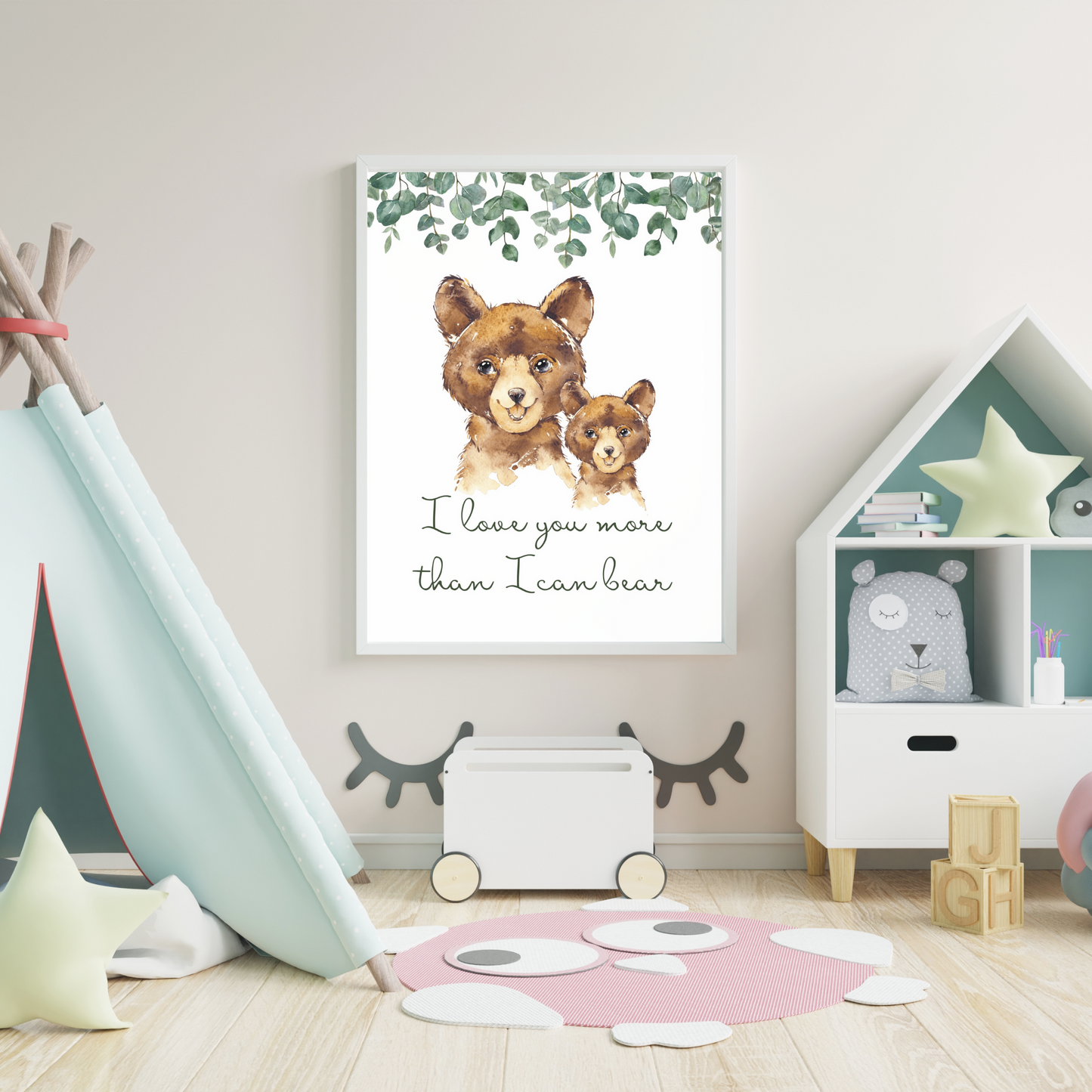 Feuillage cursive - Affiches Murales - Ours, Hibou, Chevreuil