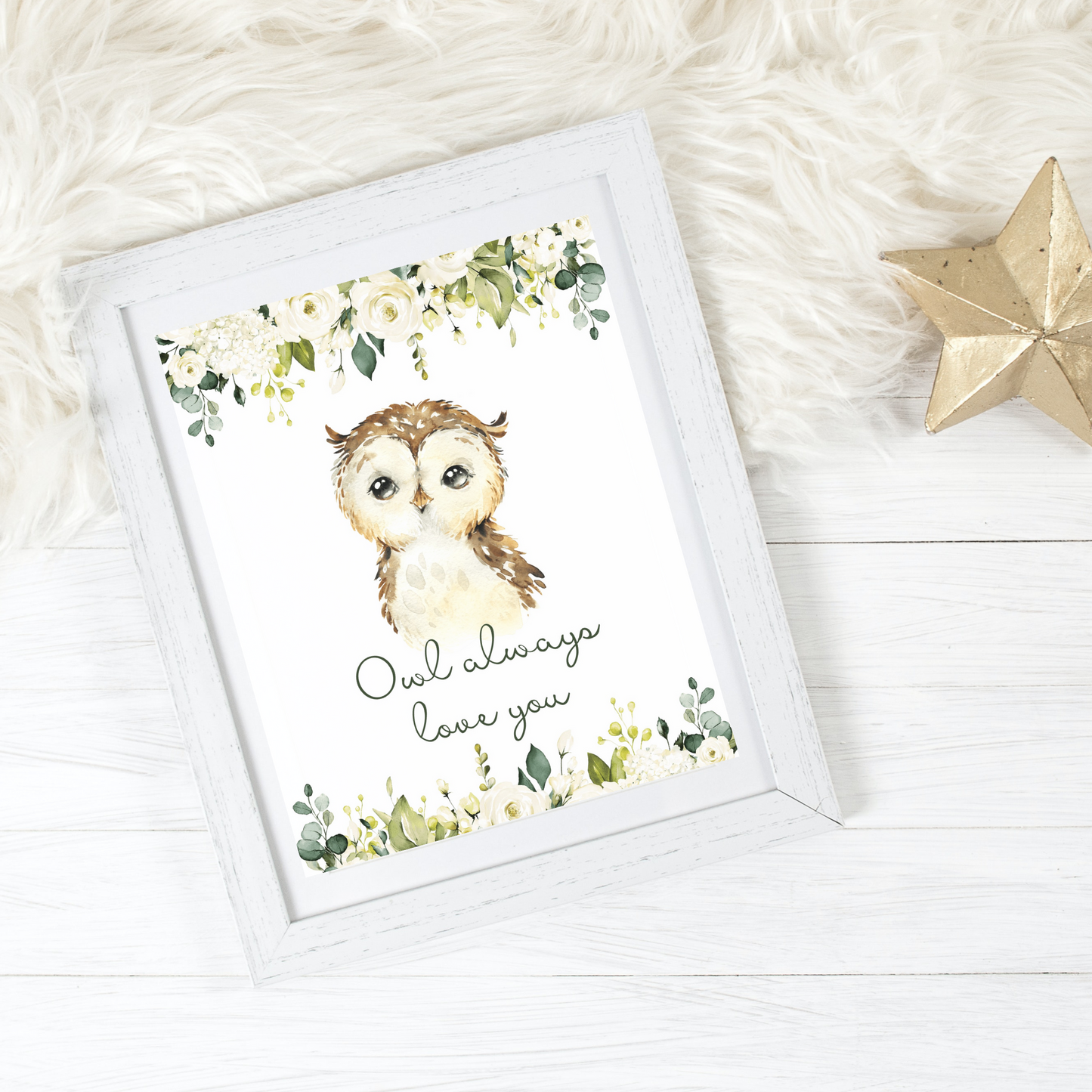 Fleurs cursive - Affiches Murales - Ours, Hibou, Chevreuil