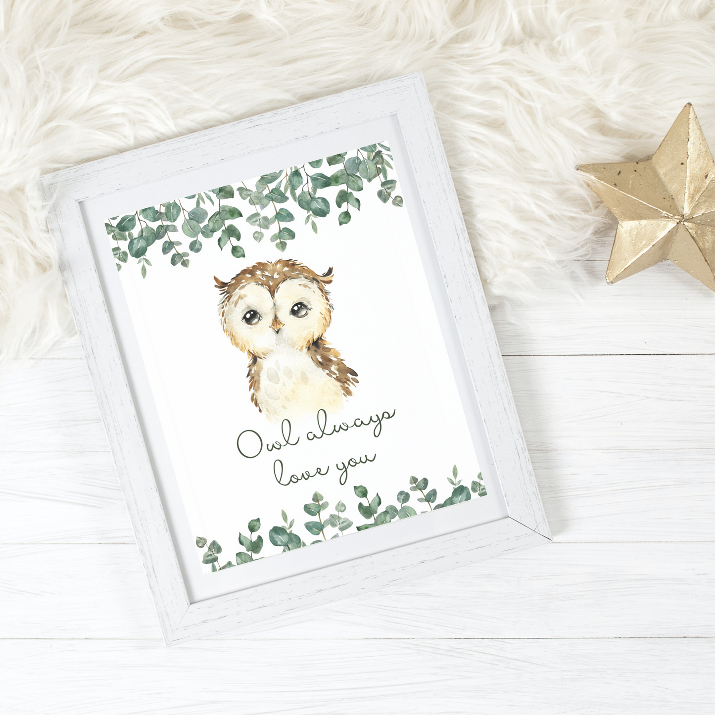 Feuillage cursive - Affiches Murales - Ours, Hibou, Chevreuil