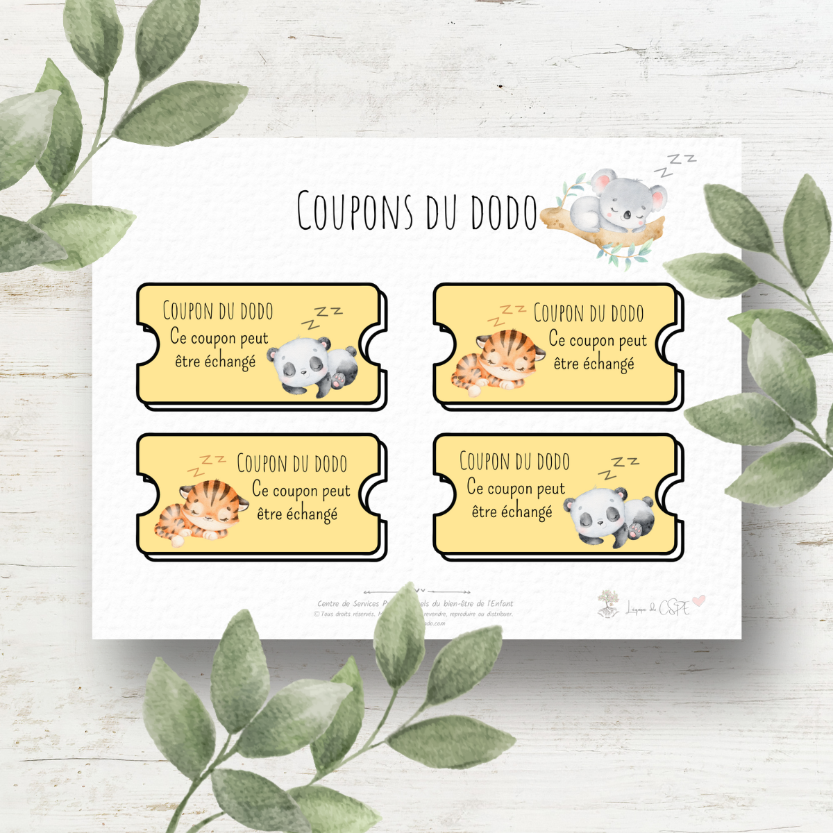 Animaux - Coupons du dodo