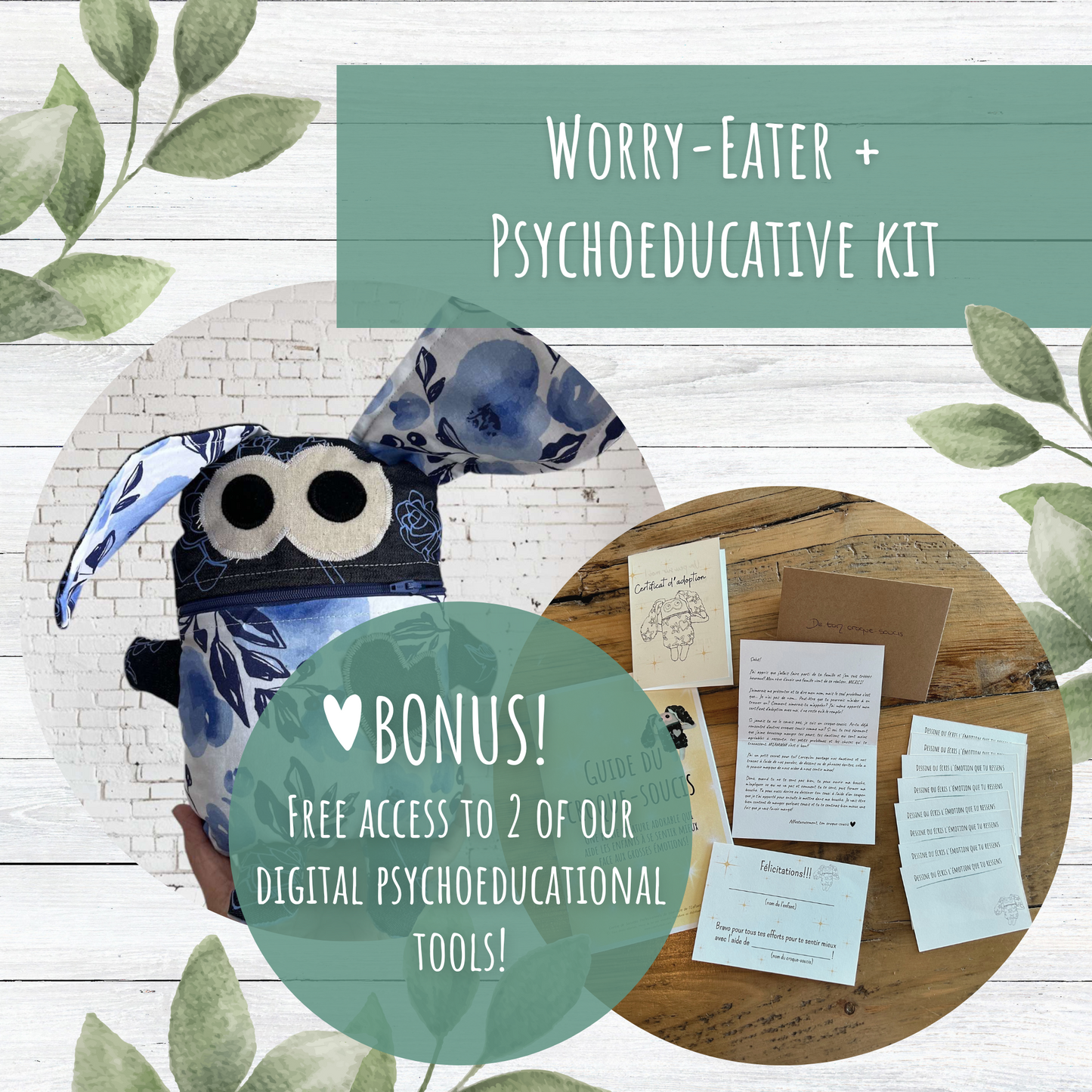 Blue flower - Worry-Eater + Access to 2 downloadable psychoeducational tools